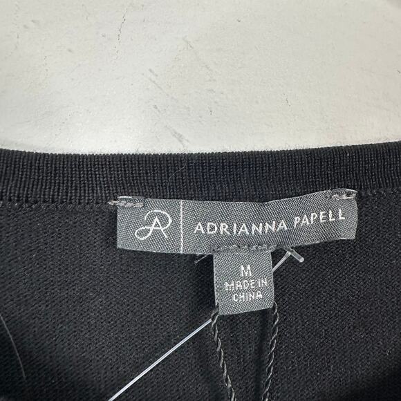 Adrianna Papell Black Crew Neck Keyhole Rhinestone Blouse - Picture 7 of 11